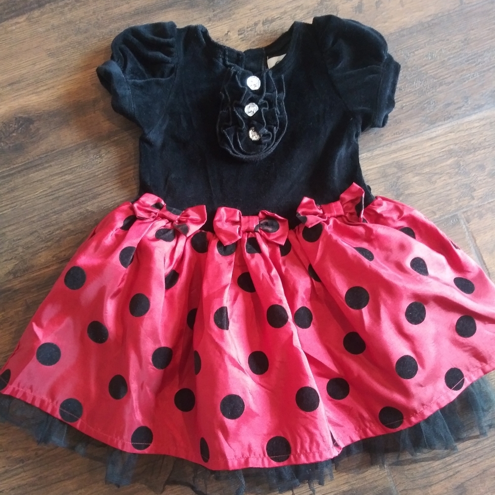 Dorita Velvet and lace 24 month polka dot dress